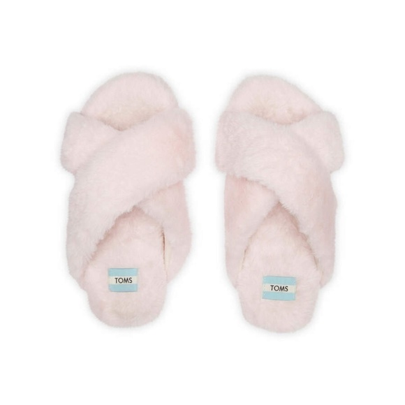 TOMS Slippers Slides KITTEN Soft Faux Fur Eva Sole Cross Over Super Soft NIB - Picture 3 of 8